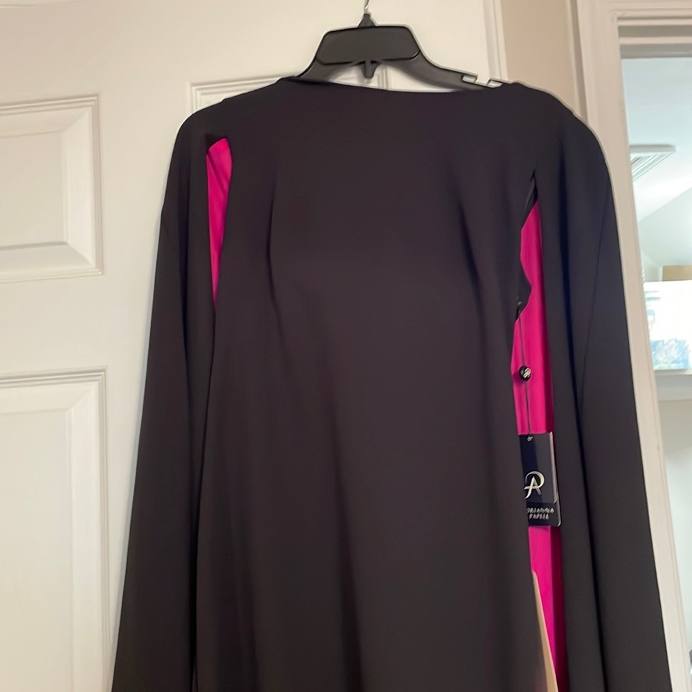Black and pink cape dress.